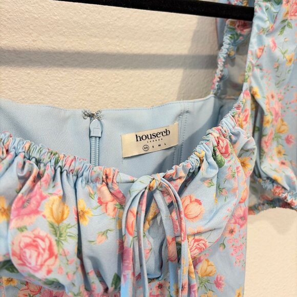 NEW House of CB Tallulah Blue Floral Midi Dress XS - NWOT - Picture 4 of 6